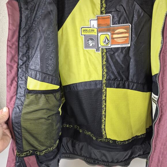 Volcom Women's L Puzzled Jkt. Insulated Snowboard Ski Burgundy Winter Coat Hood - Picture 6 of 11